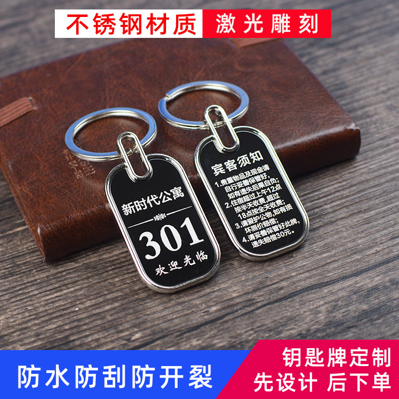 Metal Keycard Number number plate Deposit Cards Hotel guesthouse Key buckle Custom Stainless Steel Number Plates