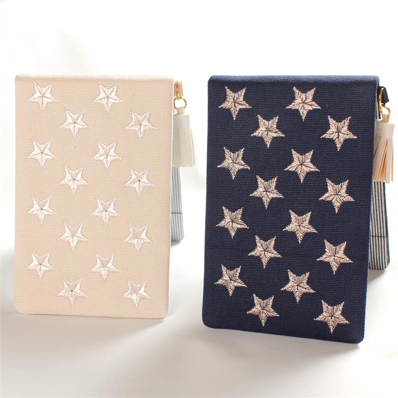 New Pint Pure Cotton Canvas Embroidery Stars Foldable Portable Mirror Foldable Makeup Mirror Flow Su Pendant Mirror-Taobao
