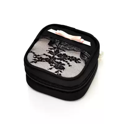 Travel portable fabric square jewelry box ring earrings storage bag lace mini jewelry box travel jewelry storage