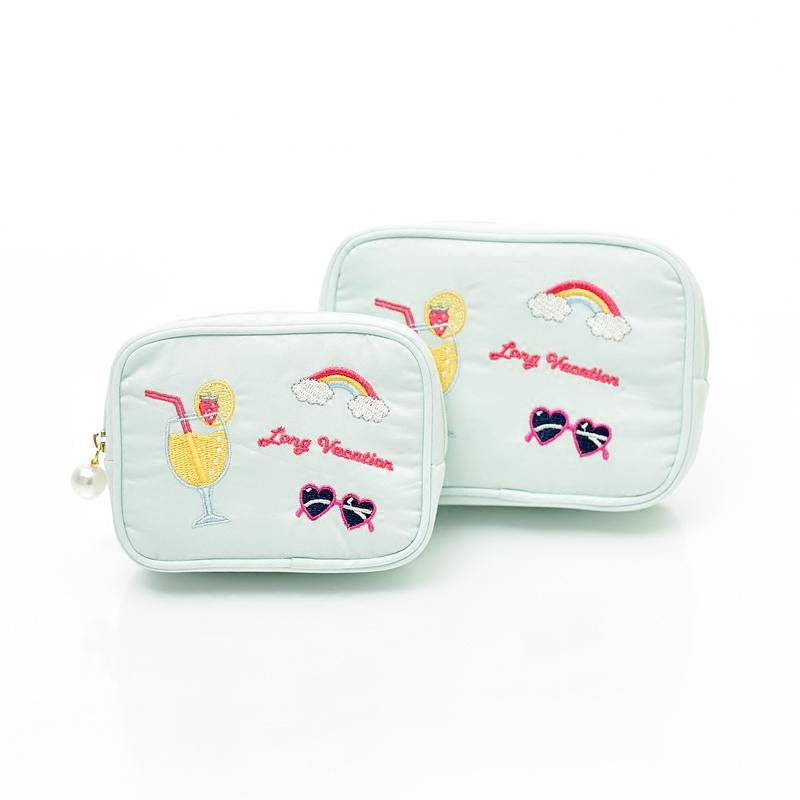 Cute embroidery perfume bottle Rainbow series Mini small handbag portable makeup bag sanitary cotton bag-Taobao