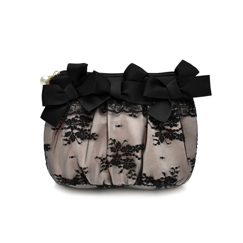 New Black Lace Hands With Makeup Bag Butterfly Knots Lace Lace Trim Small Things Containing Bag
