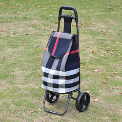 Large Wheels, Ultra-Light, Portable Folding Hand-Pulled Trolley for Home Use, Climbing Stairs, Supermarket Shopping, Elderly People Buying Groceries, Small Trolley