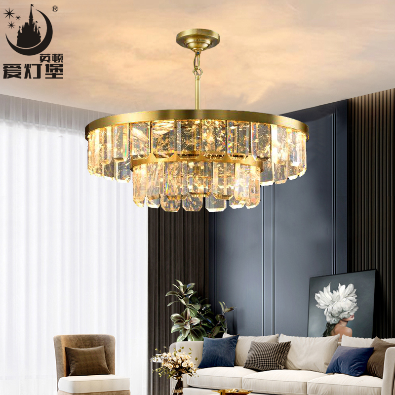 Love Lamp Castle Full Copper Light Lavish Chandelia Modern Minimalist Water Crystal Light Living Room Atmospheric Dining Room Lighting Upscale Villa Lamps