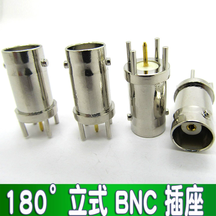 Ổ cắm BNC 4 chân nữ ghế Q9 Ổ cắm 4 chân BNC tấm hàn đứng 180 độ vỏ hợp kim kẽm (lõi đồng)