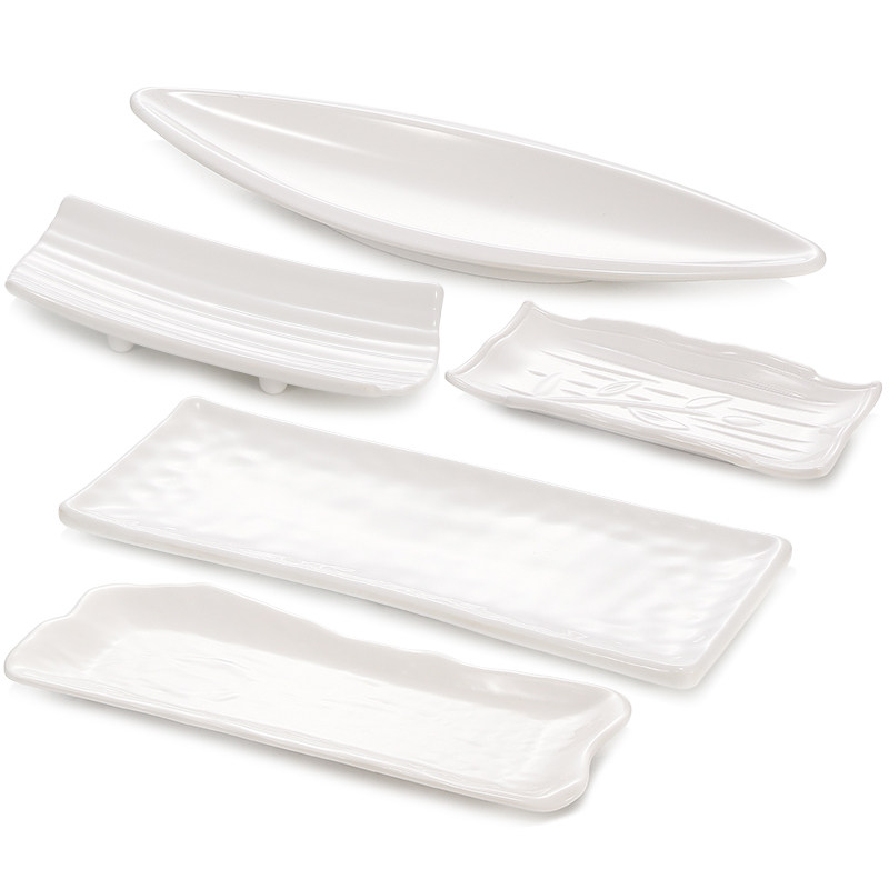 Dense Amines Imitation Porcelain White Strip Disc Creative Grill Pan Hot Pot Tableware Day Style Sushi Meat Sheet Sashimi Plate Plastic
