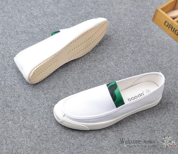 Giày vải trắng cho nam Giày lười một chân màu trắng không được buộc bằng giày nam Hàn Quốc giày thông thường - Plimsolls giầy thể thao nam puma chính hãng