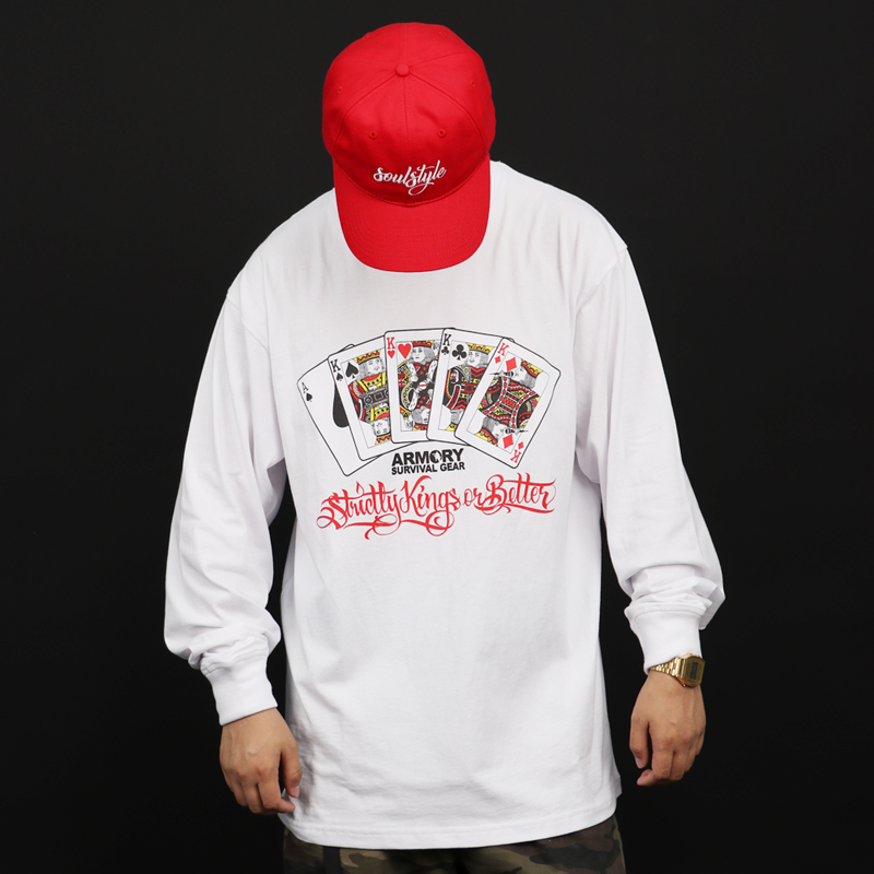 SOULSTYLE ARMORY JOINT HIP-hop four elements HIP-hop rap SMALL neckline LOOSE LONG-sleeved T-shirt