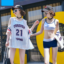 Hot spring swimsuit womens split three-piece swimsuit Conservative belly cover thin bikini sports sunscreen student swimsuit