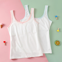 Girls vest wearing developmental student sling underwear cotton children long double-layer anti-bump girl chest