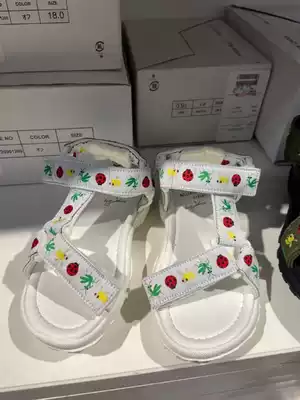 Fluffy Hokkaido insect pattern children's beach sandals without shoebox