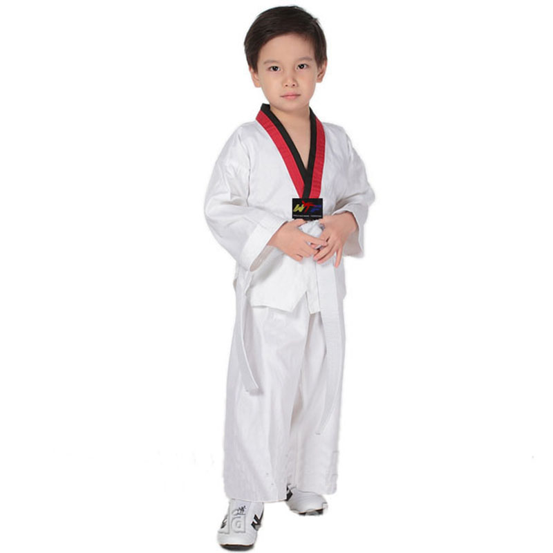 Cotton kids taekwondo clothing men's and women's adult training clothes beginner summer ultra thin half sleeve red black cotton long sleeves