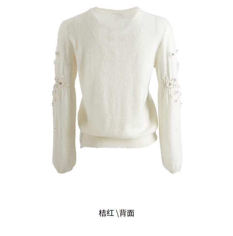 MJ12WH209 Mia Nuo Mall với đoạn 2019 áo len mới mùa xuân thanh lịch lỏng vòng cổ đính cườm - Áo len thể thao / dòng may áo khoác len nữ mỏng