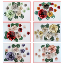 Simulated paper flowers wedding room wedding sign in background wall shopping mall shop window decoration 0150# rich rose