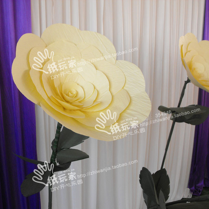 Wedding window decoration shopping mall layout film building background props - large simulation flower cardboard flower 0086 # tea flower