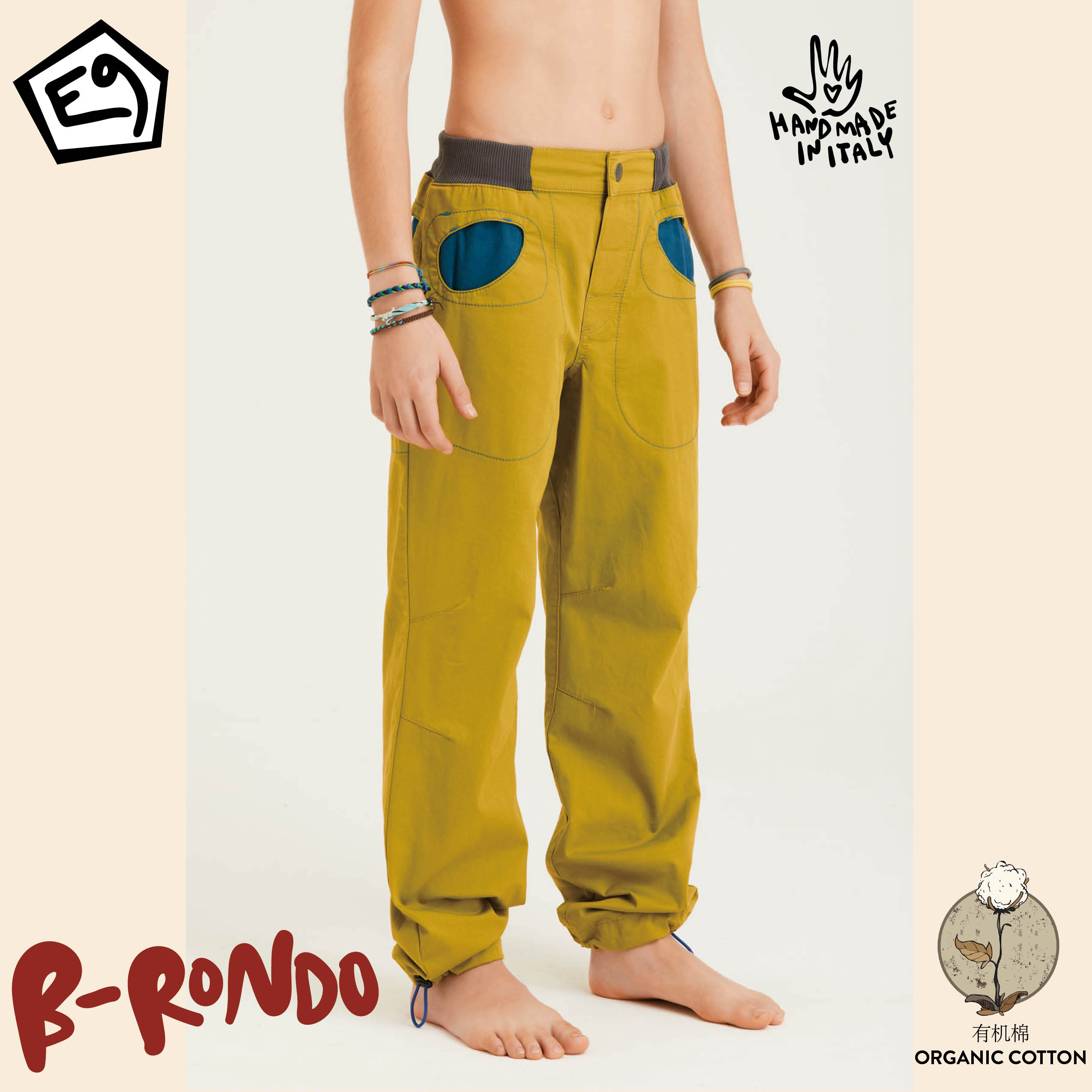 E9 rock climbing B-Rondo Story boy sports trousers Parent-child Comfortable Elastic Organic Cotton SS21