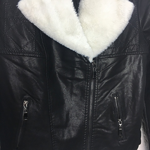 2018 mới thu đông eo thời trang giảm béo cộng với đai cotton trắng lông cổ áo da 1751 áo da nhung tuyết
