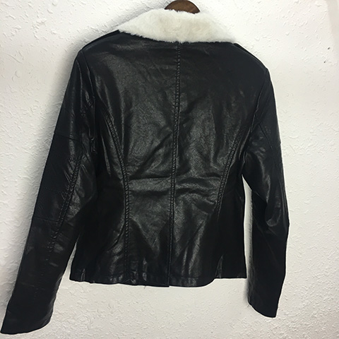 2018 mới thu đông eo thời trang giảm béo cộng với đai cotton trắng lông cổ áo da 1751 áo da nhung tuyết