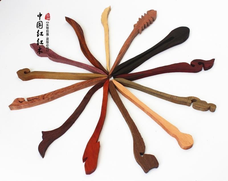 Semi-finished Wood Hairpin Red Wood Hairpin Material Red Wood Small Stock Hairpin Hairpin Material 13 Styles Set Diy Wood
