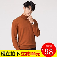 2018 mùa thu và mùa đông áo len cashmere nguyên chất nam cao cổ áo thun 100% áo len cashmere nguyên chất áo len cổ tròn áo hoodie cặp