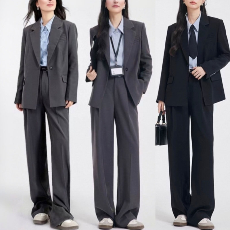 Slightly Plus-Size Suit Set, Large Size Fat Girl Blazer Two-Piece Set, High-End Autumn Outfit for Women, Interview Formal Wear, Slimming Effect