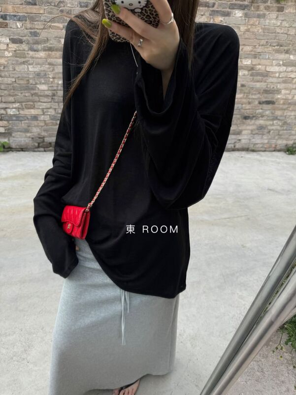 Dongroom2026 Summer New Stylish Loose-Fitting Slimming Versatile Thin Wide-Sleeve Long-Sleeve Sun-Protection T-Shirt Top