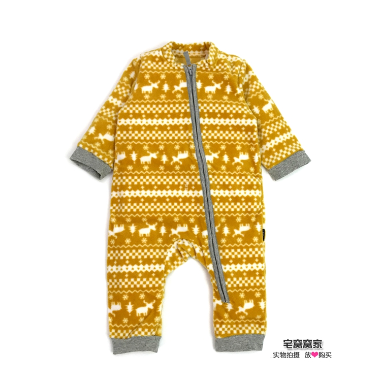 [mềm mại và ấm áp] đàn ông và phụ nữ em bé lông cừu jumpsuit mùa thu và mùa đông ra romper ấm áp áo khoác haber dây kéo quần áo trẻ sơ sinh