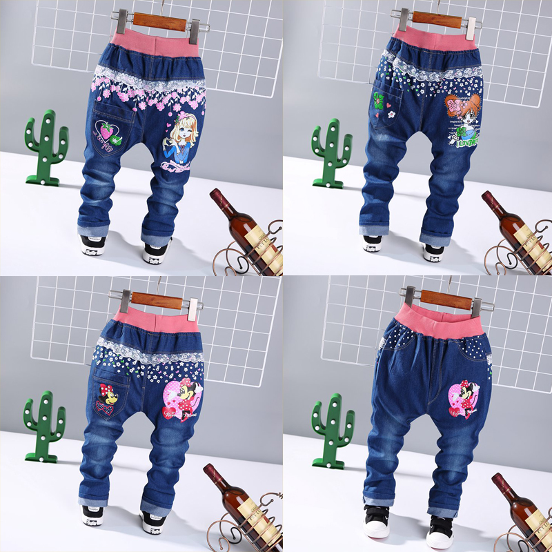 Cô gái jeans mùa xuân và mùa thu mô hình 2018 mới duy nhất quần căng mỏng lớn quần âu trẻ em 3 ~ 15 tuổi