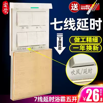 Seven-wire delay Bath switch delay 5 open 16A sliding cover five-in-one heater bath 86 type