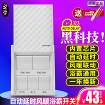 Automatic delay bath bully switch Five open 5 open 86 type air warm bath bully general intelligent delay switch