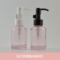Light powder spray 60ML glass flower water bottle with black and white pump head cleansing oil pump lotion pump bottling