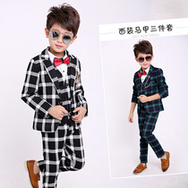 Childrens suit suit mens three-piece set British childrens baby schoolboy suit handsome boys dress autumn