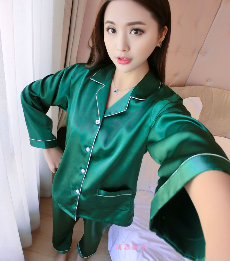 2018 mới mùa xuân và mùa thu nữ đồ ngủ lụa dài tay mùa hè mỏng phần băng lụa nữ mùa hè thiết lập đầu dịch vụ mặc nhà bộ mặc nhà