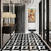 French style decoration entrance hall water jet mosaic marble background wall hotel villa living room restaurant floor tiles