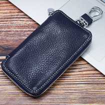 Leather key bag head layer cowhide mens and womens household key bag multi-function change card bag soft leather key storage bag