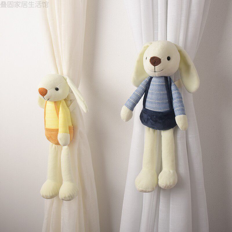 Cute curtain strap elastic rope children's room curtain tie rope cartoon free punching strap strap lop ear rabbit strap rope