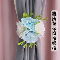 Curtain strap simulation flower wedding festival tie strap curtain accessories free of punching decoration accessories tie tie rope