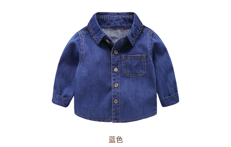 Baby Cowboy Áo sơ mi dài tay Áo khoác mùa thu xuân và mùa thu trẻ em Áo sơ mi bé Baby Baby Baby Shirt Y2439 - Áo sơ mi quần áo trẻ con