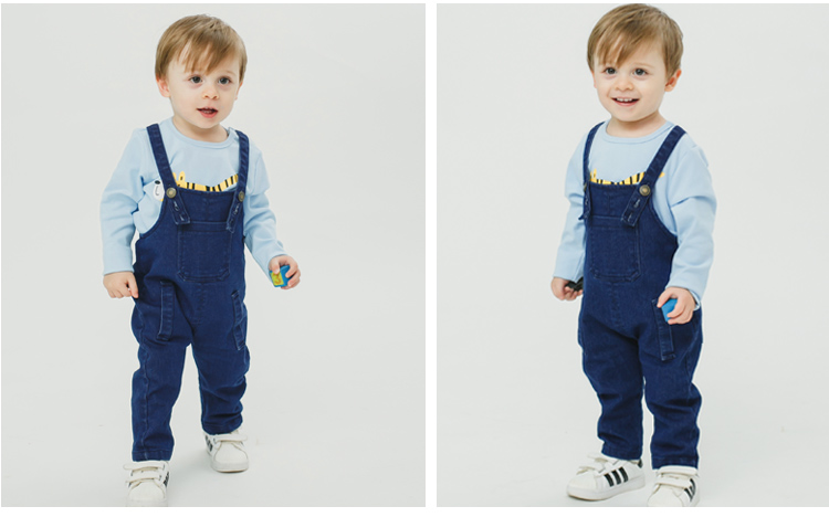 Baby denim bib mùa xuân và mùa thu chàng trai và cô gái trẻ em quần harem 0 trẻ em 3 quần 6 tháng Y3905 váy trẻ em đẹp