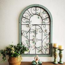 American Iron Art Fake Window Decoration Pendant Living Room Genguan Wall Retro Simulation Wood Frame Arched Balcony Wall