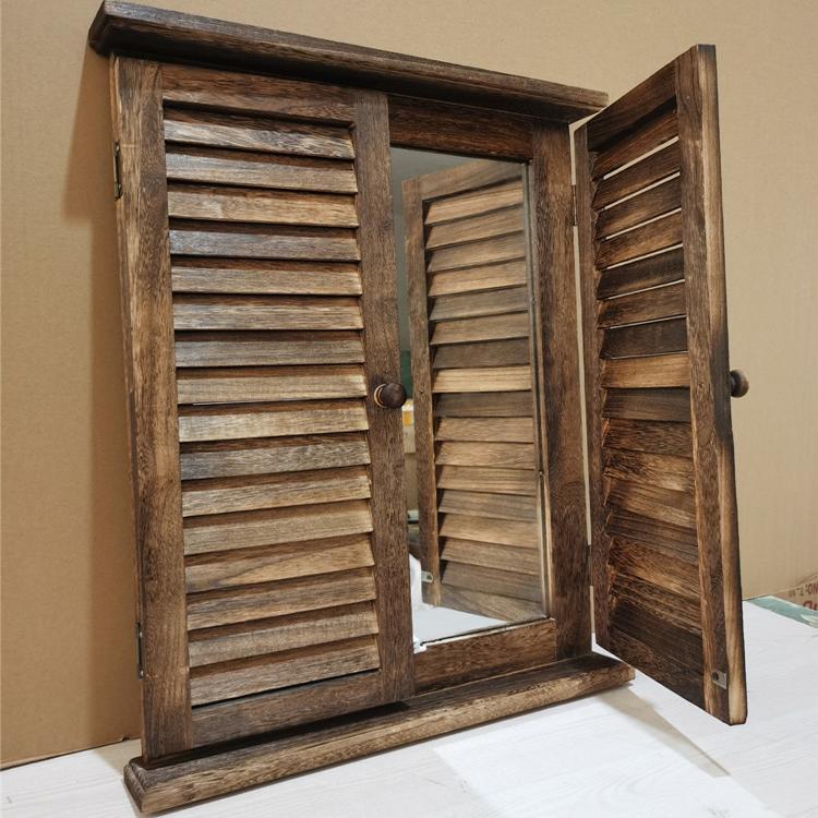 Solid Wood Fake Window Frame Retro French Mirror Balcony Wall Landscaping Photography Props Background Wall Decoration Hanging Ornaments