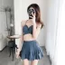 Sanya mới của lưới gió lưới màu đỏ áo tắm cổ tích người hâm mộ bảo thủ bikini bốn mảnh bộ đồ bơi kỳ nghỉ mỏng - Bikinis