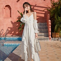 Sanya beach skirt super fairy seaside holiday skirt slim female summer white ruffle skirt dress