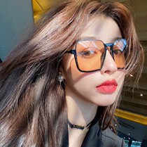 Sunglasses Korean version of personality Net red oversized frame glasses female round face face face small tide tea color bungee sun glasses