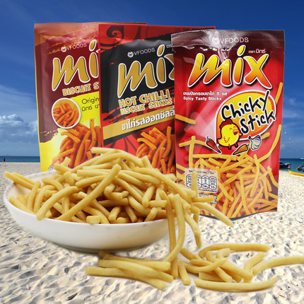 12 packs of Thai imported vfoods mix crunchy and crisp fries with zero food Mimi shrimp strips puffed food children Z