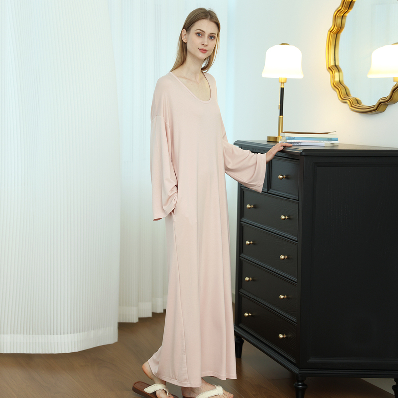 Benqiao Tencel Lyocell Nightgown Spring Long Sleeve Pajamas Women's Extra Long Ankle-Length Thin Homewear Benqiao Tencel Lyocell Nightgown Spring Long Sleeve Pajamas Women's Extra Long Ankle-Length Thin Homewear