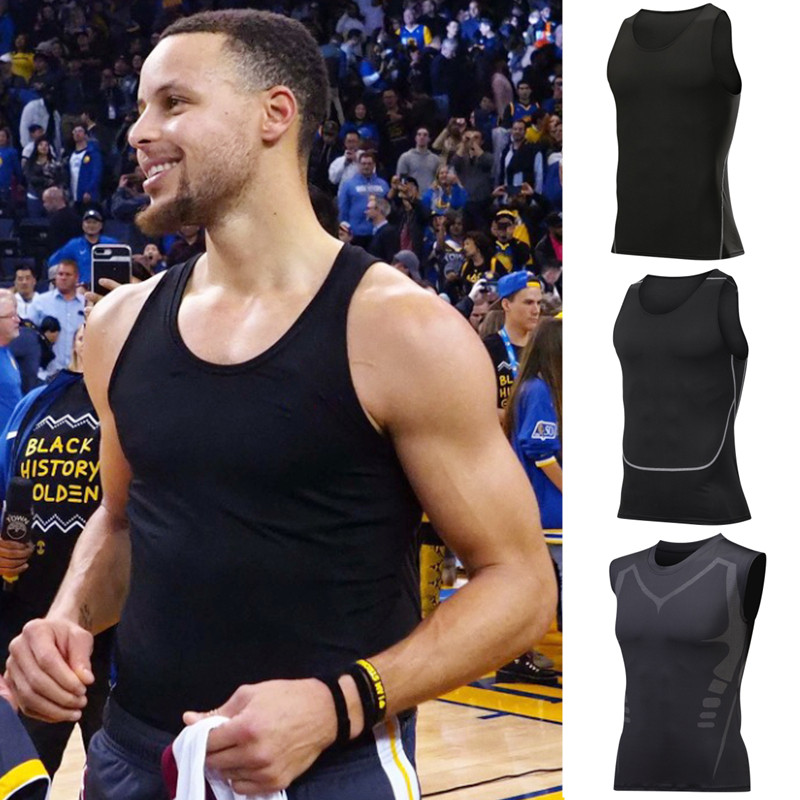 Tight Basketball Vest Men's Fitness Running Speed Dry Breathable Ice Silk Training Sleeveless Sports Tight Clothing American Summer-Taobao