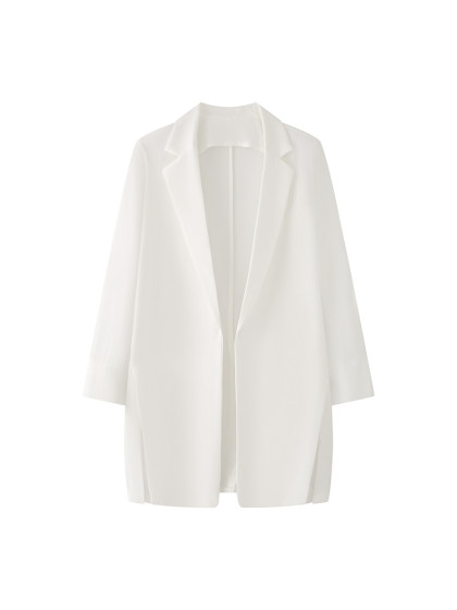 艾格防晒衣雪纺小西装女夏季白色西服垂感上衣休闲外套薄款空调衫