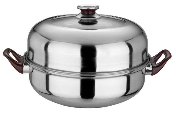 Stainless steel soup steaming dual-purpose pot double handle double ear arc can print advertising logo gift pot color box packaging