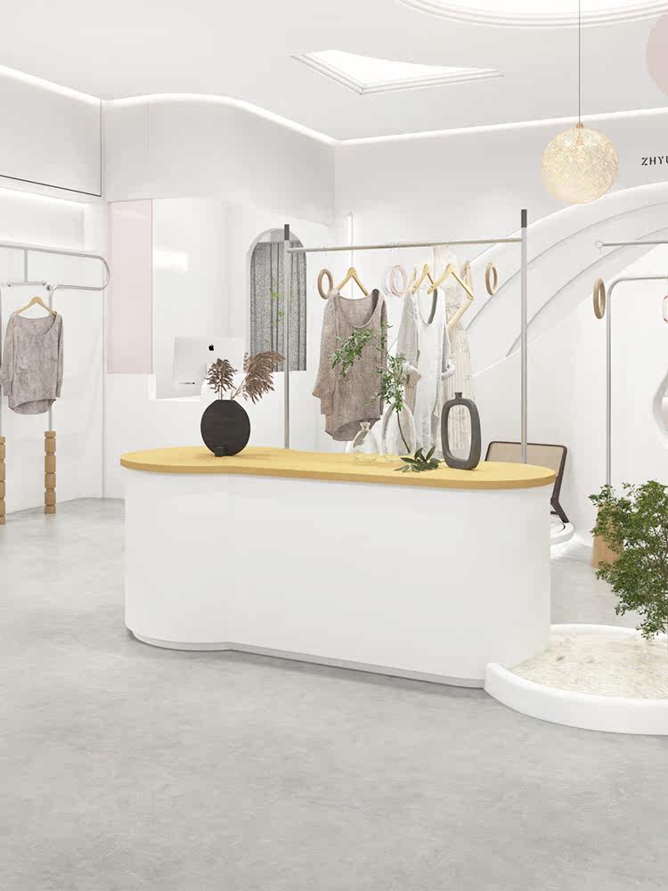 Meixiang women's clothing store display table in the middle of the clothing store Nakashima display table round table Nakashima display table