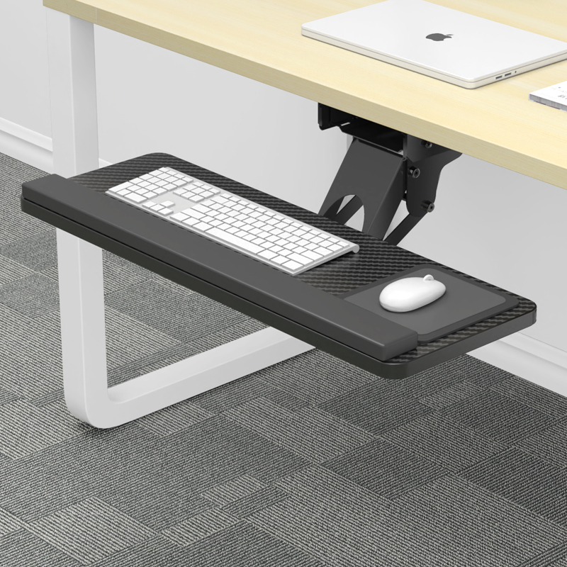 Keyboard Tray under Desk Drawer Tray Ergonomic Mouse Holder Computer Office Slide Rail Track Rotating